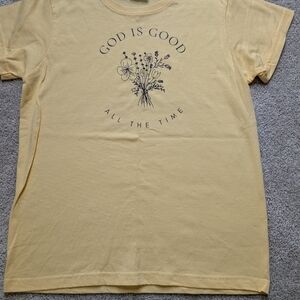Gildan Light Yellow  T-Shirt with Inspirational Graphic New Without Tags
